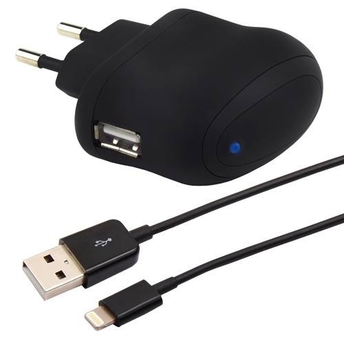 Champion Laddare 12W + USB-A till Lightning Kabel Svart i gruppen SMARTPHONE & SURFPLATTOR / Laddare & Kablar / Väggladdare / Väggladdare Lightning hos TP E-commerce Nordic AB (38-34187)