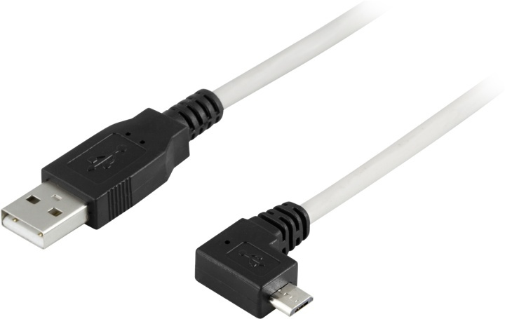DELTACO USB 2.0 typ A till högervinklad Micro-B USB, 5-pin, 2m (USB-302C) i gruppen DATORER & KRINGUTRUSTNING / Datorkablar / USB-kablar / Micro-USB / Kablar hos TP E-commerce Nordic AB (38-35226)