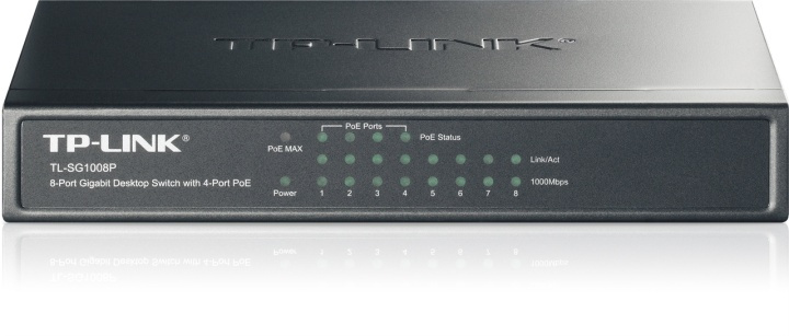 TP-Link switch 8x10/100/1000Mbps bordsmodell (TL-SG1008P) i gruppen DATORER & KRINGUTRUSTNING / Nätverk / Switchar hos TP E-commerce Nordic AB (38-35312)