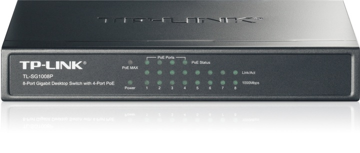 TP-Link switch 8x10/100/1000Mbps bordsmodell (TL-SG1008P) i gruppen DATORER & KRINGUTRUSTNING / Nätverk / Switchar / 10/100/1000Mbps hos TP E-commerce Nordic AB (38-35312)