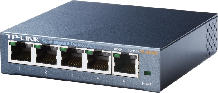 TP-Link, nätverksswitch, 5-ports 10/100/1000Mbps (TL-SG105) i gruppen DATORER & KRINGUTRUSTNING / Nätverk / Switchar hos TP E-commerce Nordic AB (38-35332)
