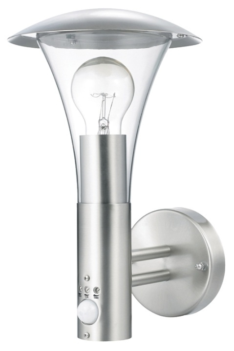 Ranex Utomhus Vägglampa 60 W Med Rörelsesensor Borstat Stål i gruppen HEM, HUSHÅLL & TRÄDGÅRD / El & Belysning / Utomhusbelysning / Fasadbelysning / Fasadbelysning med rörelsesensor hos TP E-commerce Nordic AB (38-35418)