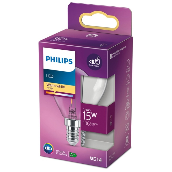 Philips LED E14 Klot 15W Klar 136lm i gruppen HEMELEKTRONIK / Belysning / LED-lampor hos TP E-commerce Nordic AB (38-35655)