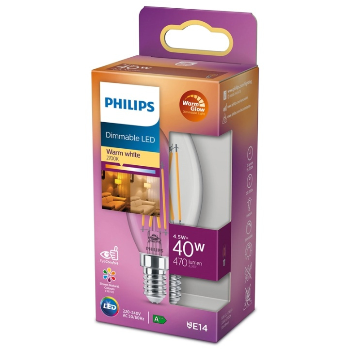 Philips LED E14 Kron 40W Klar Dimbar W i gruppen HEMELEKTRONIK / Belysning / LED-lampor hos TP E-commerce Nordic AB (38-35681)