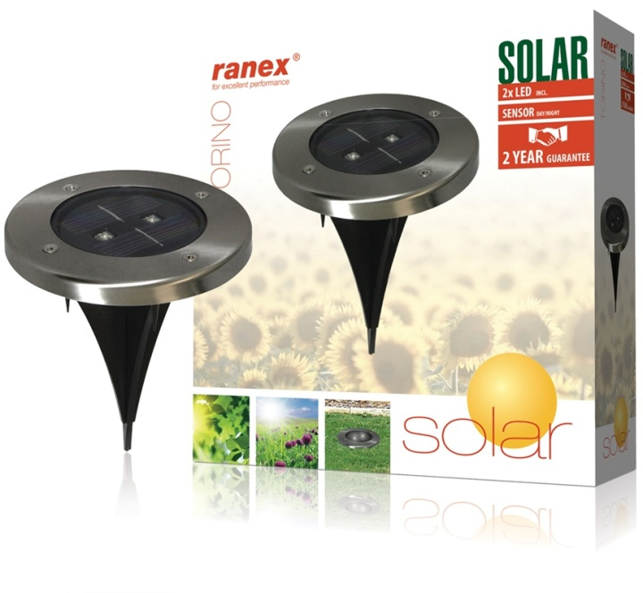 Ranex LED-sollcelslampa på rund markspot (5000.389) i gruppen HEM, HUSHÅLL & TRÄDGÅRD / El & Belysning / Utomhusbelysning / Solcellsbelysning hos TP E-commerce Nordic AB (38-35748)