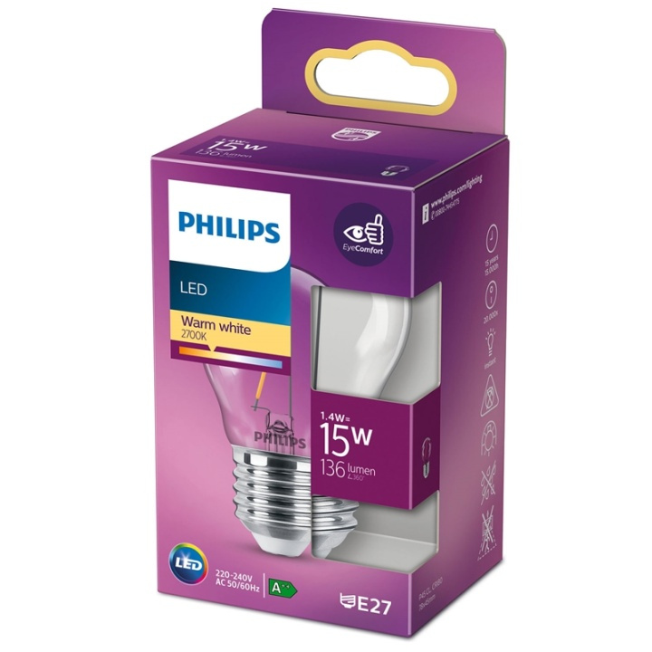 Philips LED E27 Klot 15W Klar 136lm i gruppen HEMELEKTRONIK / Belysning / LED-lampor hos TP E-commerce Nordic AB (38-35774)