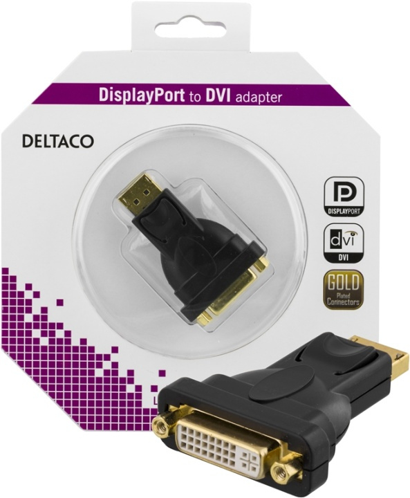 Deltaco DisplayPort till DVI-I Single Link adapter, ha-ho, svart (DP-DVI22-K) i gruppen DATORER & KRINGUTRUSTNING / Datorkablar / DisplayPort / Adaptrar hos TP E-commerce Nordic AB (38-36710)