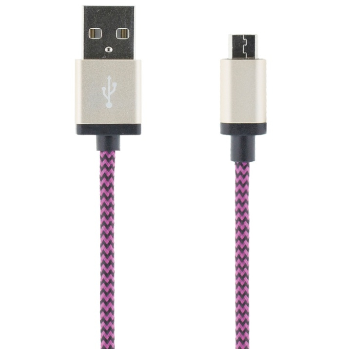 Streetz USB-kabel, Tygklädd, Typ A ha - Typ Micro B, 1m, lila (MICRO-118) i gruppen SMARTPHONE & SURFPLATTOR / Laddare & Kablar / Kablar / Kablar microUSB hos TP E-commerce Nordic AB (38-37092)