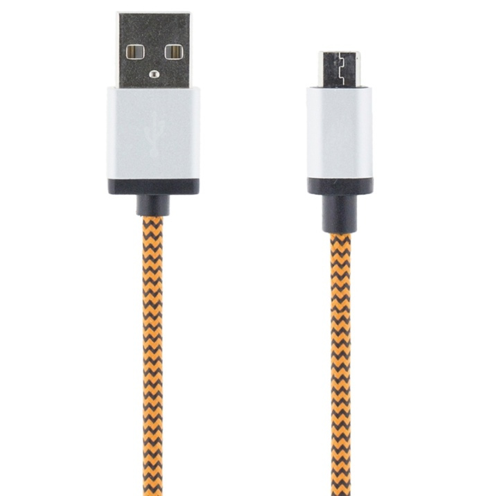 Streetz USB-kabel, Tygklädd, Typ A ha - Typ Micro B, 1m, orange (MICRO-116) i gruppen SMARTPHONE & SURFPLATTOR / Laddare & Kablar / Kablar / Kablar microUSB hos TP E-commerce Nordic AB (38-37093)