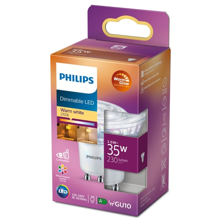 Philips LED GU10 Spot 35W Dimbar WarmGlow 230lm i gruppen HEMELEKTRONIK / Belysning / LED-lampor hos TP E-commerce Nordic AB (38-38757)