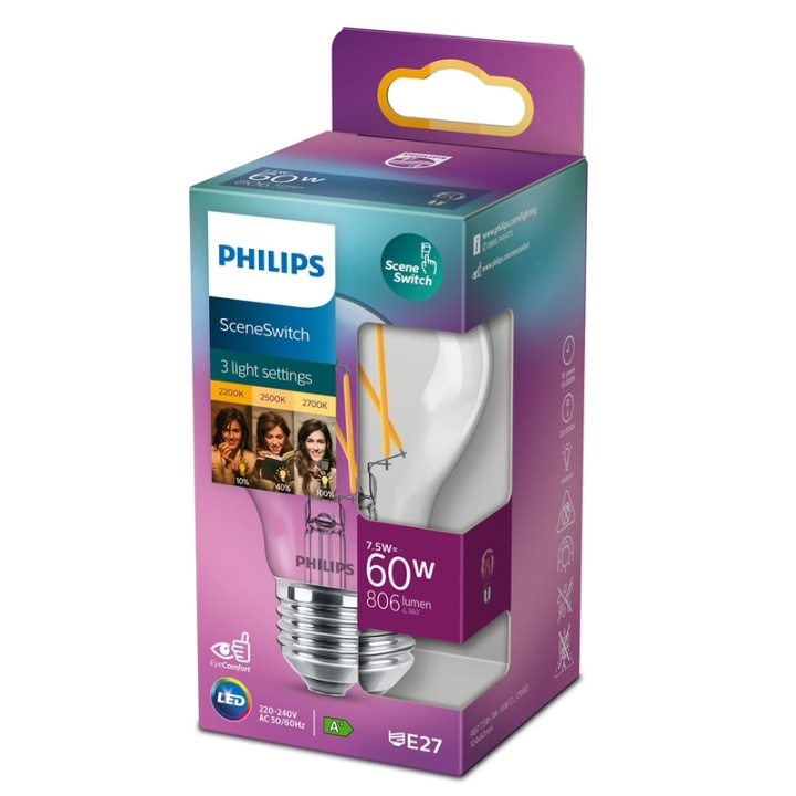 Philips LED SceneSwitch E27 Normal 60-30-16W Klar i gruppen HEMELEKTRONIK / Belysning / LED-lampor hos TP E-commerce Nordic AB (38-38869)
