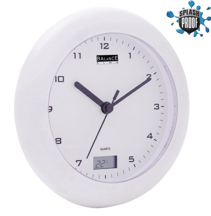 Balance Badrum Klocka / Termometer 17 cm Analog Vit i gruppen HEM, HUSHÅLL & TRÄDGÅRD / Väggklockor & Räkneverk / Väggklockor hos TP E-commerce Nordic AB (38-40040)