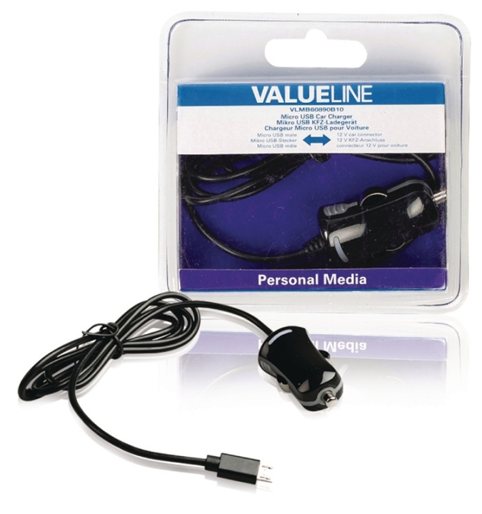 Valueline Billaddare micro USB USB - 12 V 1 meter svart 2.1A i gruppen SMARTPHONE & SURFPLATTOR / Laddare & Kablar / Billaddare / Billaddare microUSB hos TP E-commerce Nordic AB (38-41859)