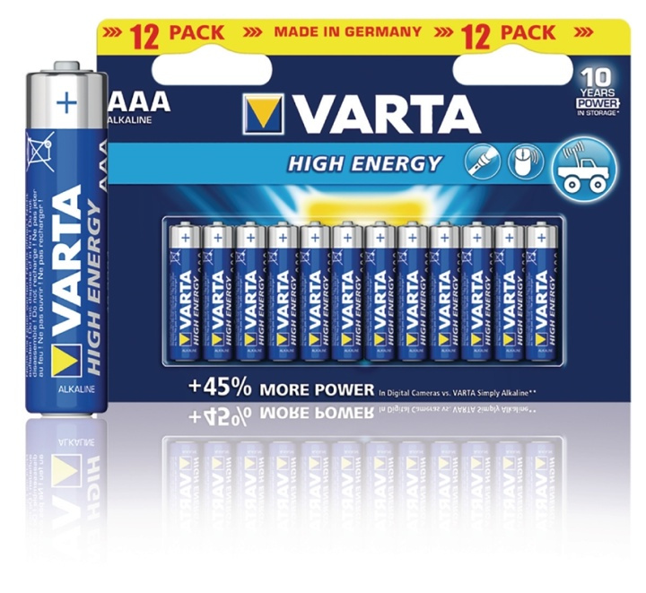 Varta Batteri alkaline AAA/LR03 1.5 V High Energy 12 pack i gruppen HEMELEKTRONIK / Batterier & Laddare / Batterier / AAA hos TP E-commerce Nordic AB (38-41921)
