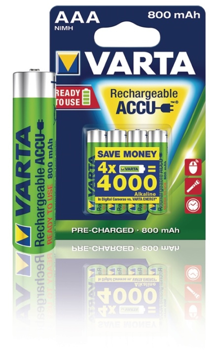 Varta Batteri NiMH AAA/LR03 1.2 V 800 mAh R2U 4-pack i gruppen HEMELEKTRONIK / Batterier & Laddare / Laddningsbara batterier / AAA hos TP E-commerce Nordic AB (38-41941)