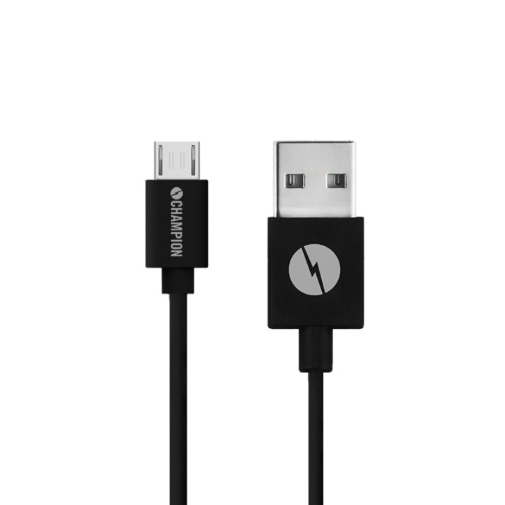 Champion USB-A till Micro-USB Kabel 1m Svart i gruppen DATORER & KRINGUTRUSTNING / Datorkablar / USB-kablar / Micro-USB / Kablar hos TP E-commerce Nordic AB (38-43018)