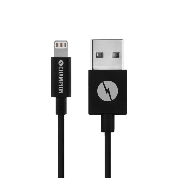 Champion USB-A till Lightning Kabel 1m Svart i gruppen SMARTPHONE & SURFPLATTOR / Laddare & Kablar / Kablar / Kablar Lightning hos TP E-commerce Nordic AB (38-43094)