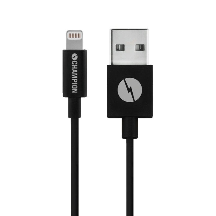 Champion USB-A till Lightning Kabel 2m Svart i gruppen SMARTPHONE & SURFPLATTOR / Laddare & Kablar / Kablar / Kablar Lightning hos TP E-commerce Nordic AB (38-43095)