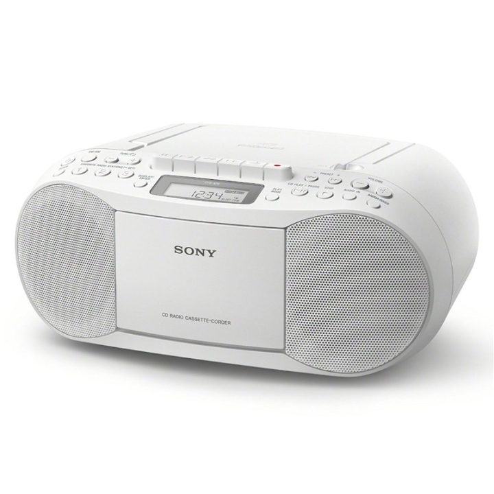 Sony Boombox CD/Kassett/Radio Vit i gruppen HEMELEKTRONIK / Ljud & Bild / Hemmabio, HiFi & Bärbart / Kompaktstereo & Skivspelare hos TP E-commerce Nordic AB (38-45487)