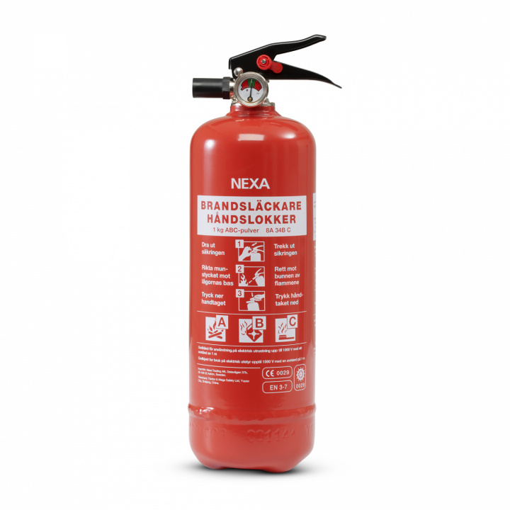 Nexa Fire & Safety Brandsläckare Röd 1kg 8A i gruppen HEM, HUSHÅLL & TRÄDGÅRD / Larm & Säkerhet / Brand, rök, gas / Brandsläckare hos TP E-commerce Nordic AB (38-47078)