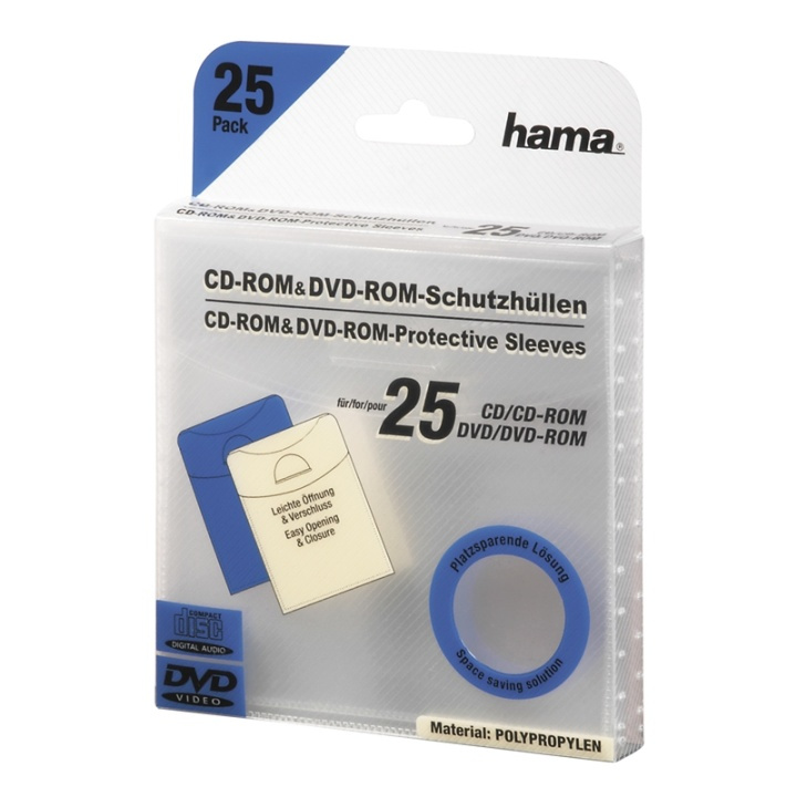 Hama Cd Dvd-Ficka I Pp Transparent 25-Pack i gruppen HEMELEKTRONIK / Lagringsmedia / CD/DVD/BD-skivor / CD/DVD förvaring hos TP E-commerce Nordic AB (38-47286)