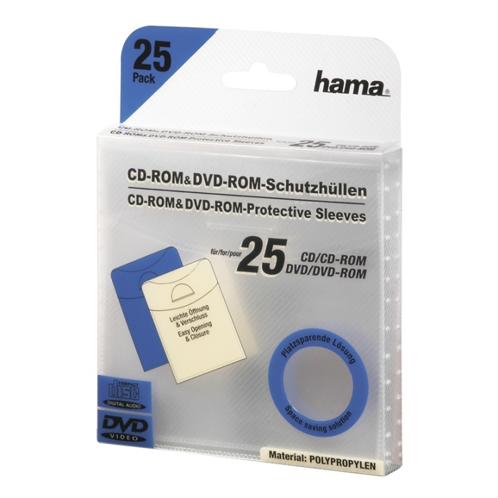 Hama CD DVD-Ficka I PP Transparent 25-Pack i gruppen HEMELEKTRONIK / Lagringsmedia / CD/DVD/BD-skivor / CD/DVD förvaring hos TP E-commerce Nordic AB (38-47286)