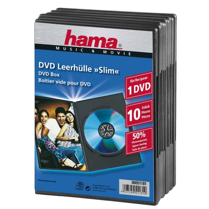 Hama DVD-Box Slim Svart 10-pack i gruppen HEMELEKTRONIK / Lagringsmedia / CD/DVD/BD-skivor / CD/DVD förvaring hos TP E-commerce Nordic AB (38-47336)