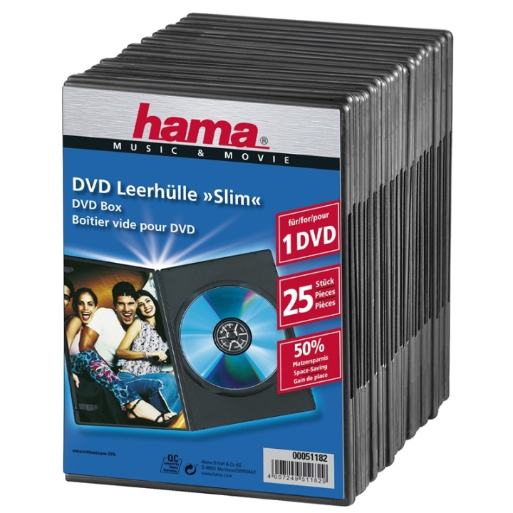Hama DVD-Box Slim Svart 25-pack i gruppen HEMELEKTRONIK / Lagringsmedia / CD/DVD/BD-skivor / CD/DVD förvaring hos TP E-commerce Nordic AB (38-47337)
