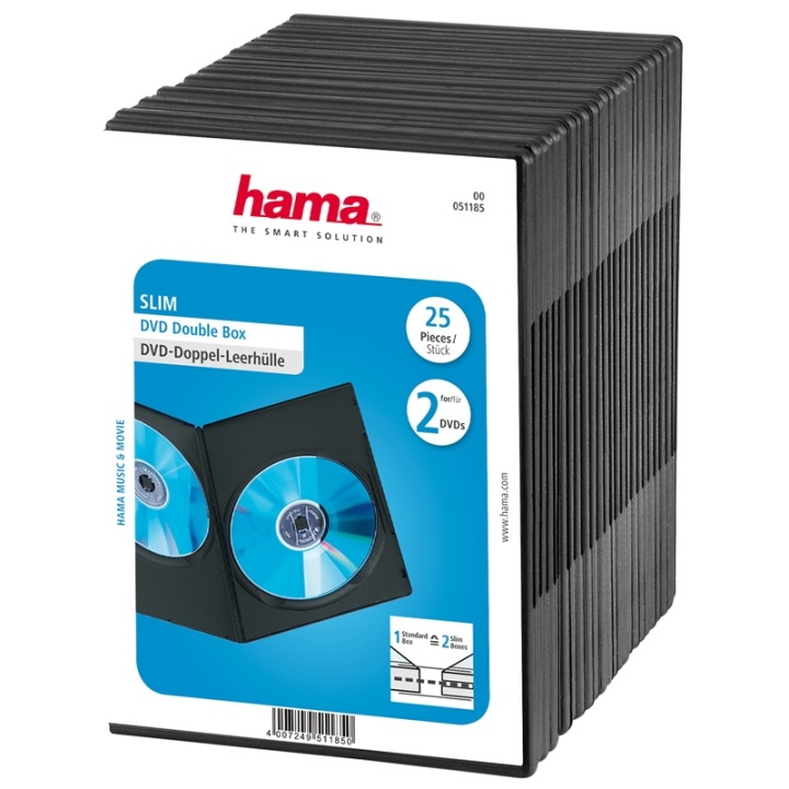 Hama Dvd-Box Slim Dubbel Svart25-Pack i gruppen HEMELEKTRONIK / Lagringsmedia / CD/DVD/BD-skivor / CD/DVD förvaring hos TP E-commerce Nordic AB (38-47339)