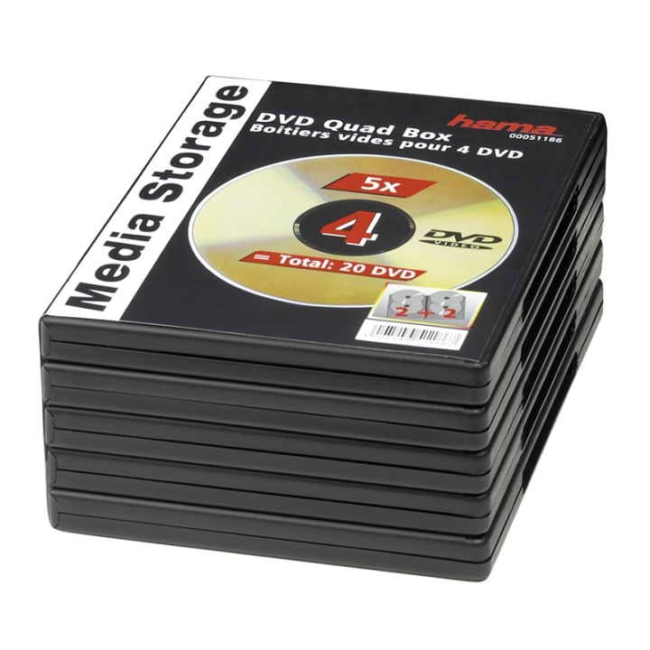 Hama DVD-Box f 4 st Skivor 5-pack i gruppen HEMELEKTRONIK / Lagringsmedia / CD/DVD/BD-skivor / CD/DVD förvaring hos TP E-commerce Nordic AB (38-47340)