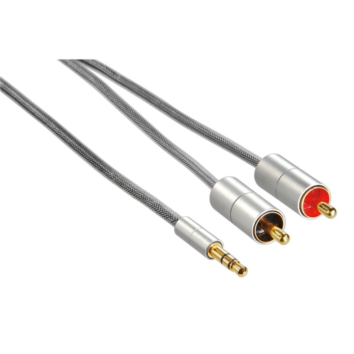 Hama Kabel AluLine 3,5mm-2xRCA 1m i gruppen HEMELEKTRONIK / Kablar & Adaptrar / Ljud Analog / AUX-kablar 3,5 mm hos TP E-commerce Nordic AB (38-47406)