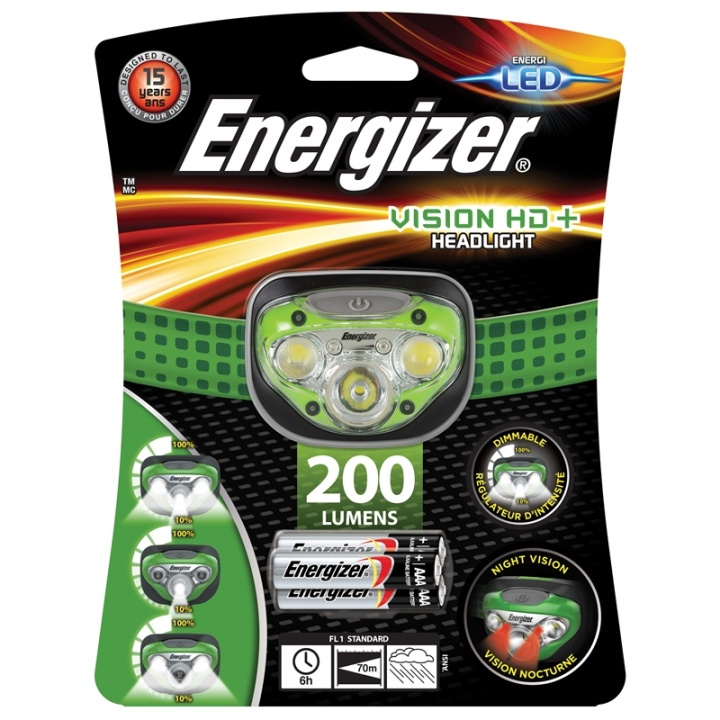 Energizer Pannlampa Vision HD 3 + 2 LED 200 Lumen i gruppen SPORT, FRITID & HOBBY / Ficklampor & Pannlampor / Pannlampor hos TP E-commerce Nordic AB (38-47911)