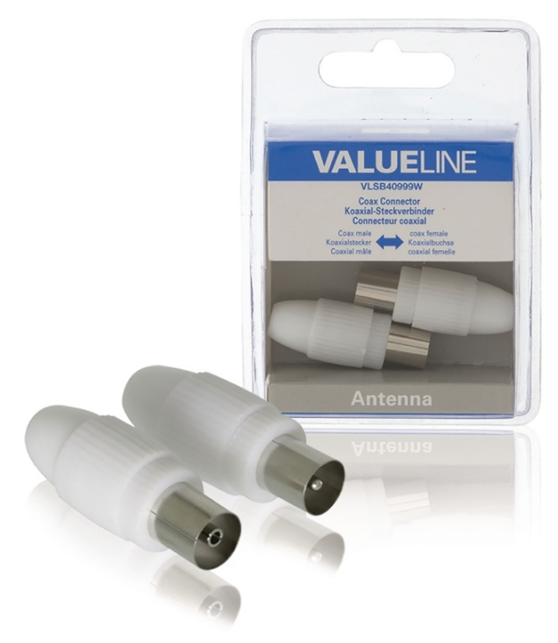 Valueline Coax Hane / Hona Vit i gruppen HEMELEKTRONIK / Kablar & Adaptrar / Antennkablar & Tillbehör / Tillbehör hos TP E-commerce Nordic AB (38-50191)