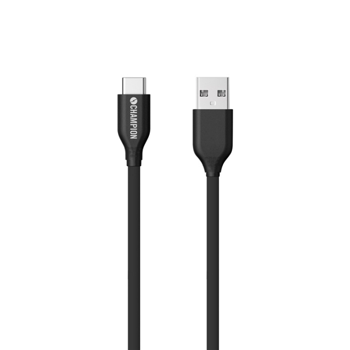 Champion USB-A till USB-C Kabel 1m Svart i gruppen SMARTPHONE & SURFPLATTOR / Laddare & Kablar / Kablar / Kablar Typ C hos TP E-commerce Nordic AB (38-51314)