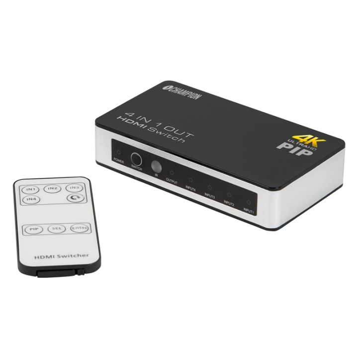 Champion HDMI Switch 4x1 4K Remote/PIP i gruppen DATORER & KRINGUTRUSTNING / Datorkablar / Switchar & Splittrar hos TP E-commerce Nordic AB (38-52263)