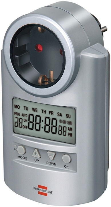 Brennenstuhl digitaltimer, jordad, 12/24h, pet, 240V/16A/3680W, silver i gruppen HEM, HUSHÅLL & TRÄDGÅRD / El & Belysning / Timers hos TP E-commerce Nordic AB (38-52736)