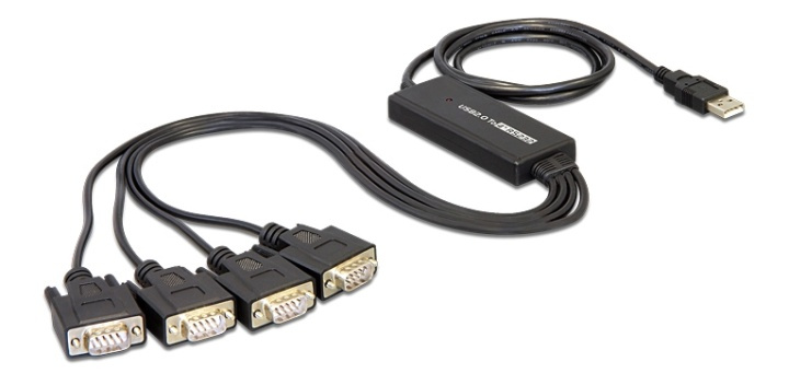 DeLOCK USB 2.0 till 4xSeriell adapter, 1xUSB Typ A ha, 4xDB9 ha i gruppen DATORER & KRINGUTRUSTNING / Datorkablar / Övriga datorkablar hos TP E-commerce Nordic AB (38-52956)