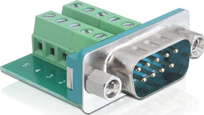 Produktfoto för Delock Adapter 10 Stifts Terminalblock Hane 9 Pin D-sub (db-9) Hane