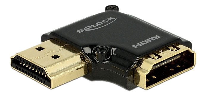 DeLOCK HDMI-adapter, 19-pin ho-ha, vinklad 90° vänster, svart i gruppen HEMELEKTRONIK / Kablar & Adaptrar / HDMI / Adaptrar hos TP E-commerce Nordic AB (38-53016)