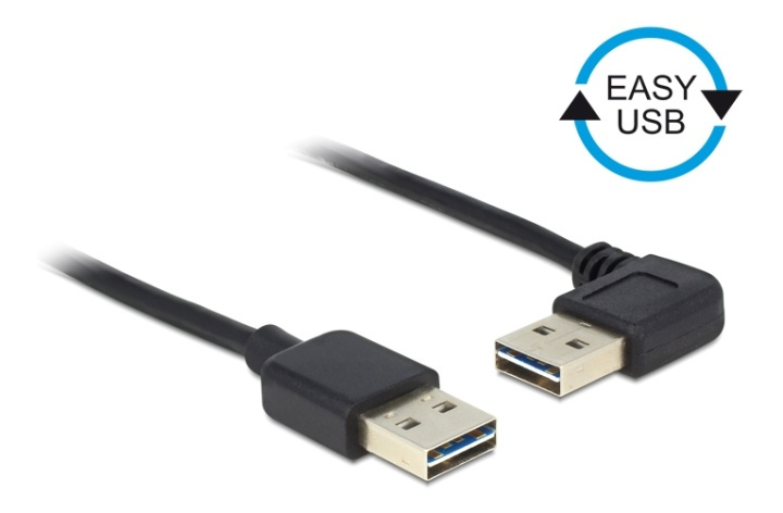 DeLOCK USB-kabel, ha - ha, vändbar kontakt, vinklad, 1m i gruppen DATORER & KRINGUTRUSTNING / Datorkablar / USB-kablar / USB-A / Kablar hos TP E-commerce Nordic AB (38-53038)