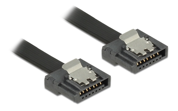 DeLOCK SATA FLEXI cable, 6Gbps, lock clips, 20cm, black i gruppen DATORER & KRINGUTRUSTNING / Datorkablar / Interna / SATA hos TP E-commerce Nordic AB (38-53058)