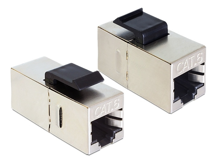 DeLOCK Keystonemodul, RJ45 hona - RJ45 hona, Cat6, skärmad, silver i gruppen DATORER & KRINGUTRUSTNING / Datorkablar / Nätverkskablar / Adaptrar & Skarvdon hos TP E-commerce Nordic AB (38-53081)