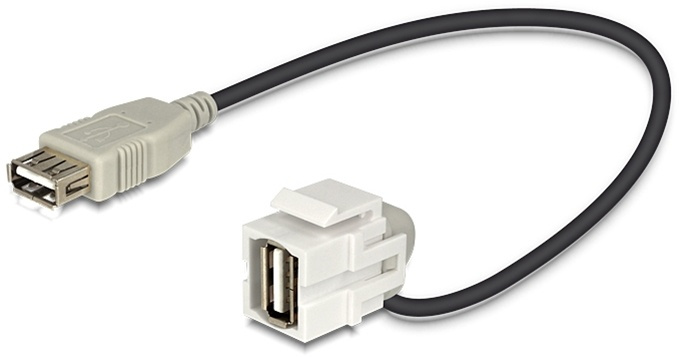 DeLOCK Keystone modul, USB 2.0 Typ A ho-USB Typ A ha, 0,2m kabel, grå i gruppen DATORER & KRINGUTRUSTNING / Datorkablar / Nätverkskablar / Adaptrar & Skarvdon hos TP E-commerce Nordic AB (38-53093)