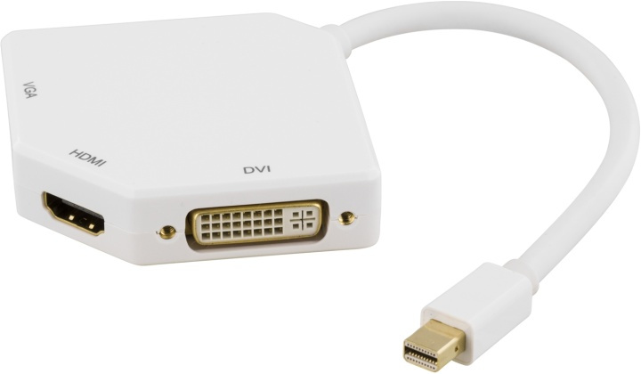 DELTACO Mini DisplayPort till DVI/HDMI/VGA-adapter, 0,15m, vit i gruppen DATORER & KRINGUTRUSTNING / Datorkablar / DisplayPort / Adaptrar hos TP E-commerce Nordic AB (38-53325)