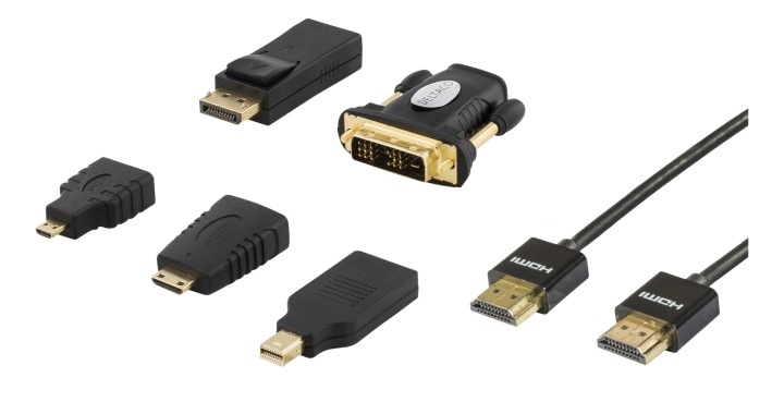 DELTACO HDMI/DisplayPort/DVI adapter kit, HDMI kabel 2m, 4K, svart i gruppen DATORER & KRINGUTRUSTNING / Datorkablar / DisplayPort / Kablar hos TP E-commerce Nordic AB (38-53381)