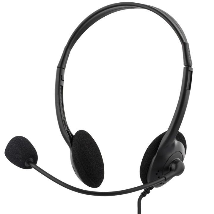 DELTACO, headset med mikrofon och volymkontroll 2m kabel, svart i gruppen DATORER & KRINGUTRUSTNING / Datortillbehör / Headset hos TP E-commerce Nordic AB (38-53394)