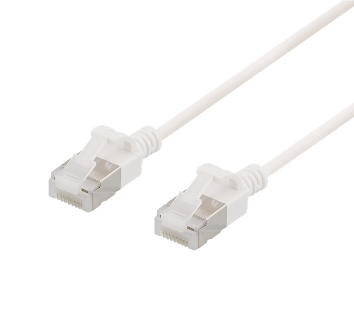 DELTACO U/FTP Cat6a patchkabel, slim, 3,8mm i diameter, 0,3m, vit i gruppen DATORER & KRINGUTRUSTNING / Datorkablar / Nätverkskablar / Cat6 hos TP E-commerce Nordic AB (38-53610)