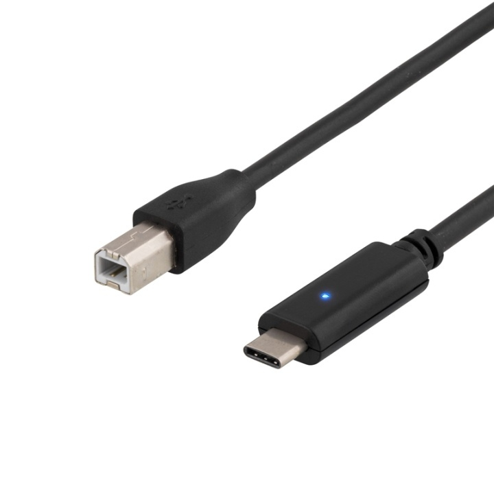 DELTACO USB 2.0 kabel, Typ C - Typ B hane, 1m, svart i gruppen SMARTPHONE & SURFPLATTOR / Laddare & Kablar / Kablar / Kablar Typ C hos TP E-commerce Nordic AB (38-53653)