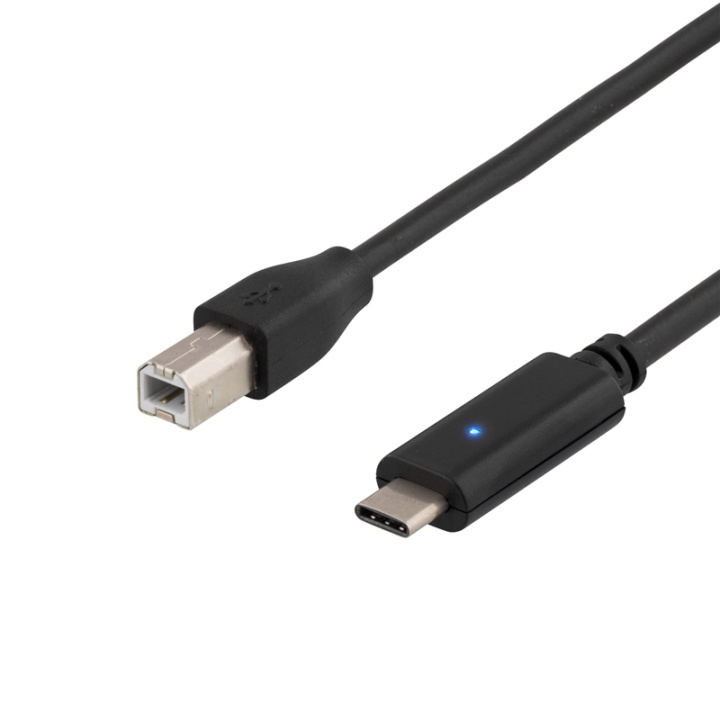 DELTACO USB 2.0 kabel, Typ C - Typ B hane, 2m, svart i gruppen DATORER & KRINGUTRUSTNING / Datorkablar / USB-kablar / USB-C hos TP E-commerce Nordic AB (38-53655)
