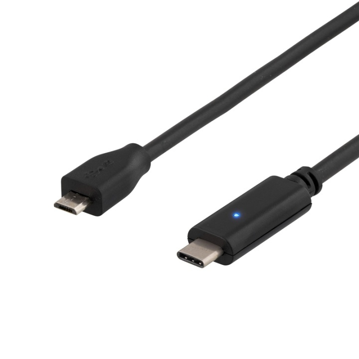 DELTACO USB 2.0 kabel, Typ C - Typ Micro B ha, 0.5m, svart i gruppen DATORER & KRINGUTRUSTNING / Datorkablar / USB-kablar / Micro-USB / Kablar hos TP E-commerce Nordic AB (38-53662)